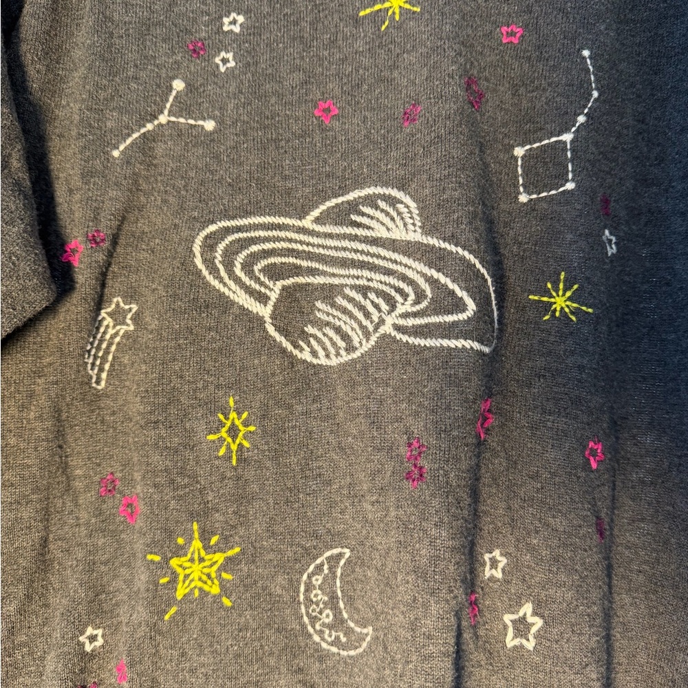Torrid Charcoal Sweater with Celestial Embroidery - Picture 2 of 4